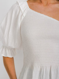 WOMEN'S ONE SHOULDER SMOCK RUFFLE PEPLUM TOP