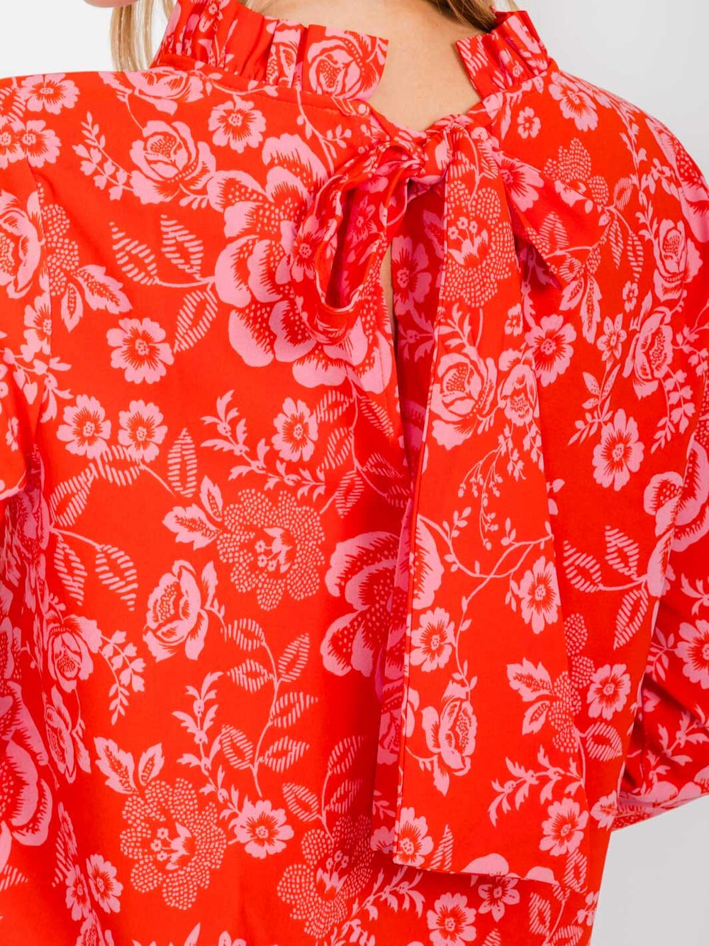 WOMEN'S LONG SLEEVE MOCK NECK FLORAL BLOUSE