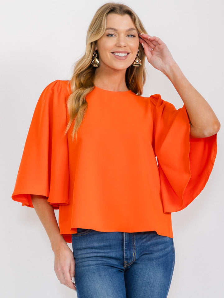 WOMEN'S SHORT SLEEVE SOLID BLOUSE