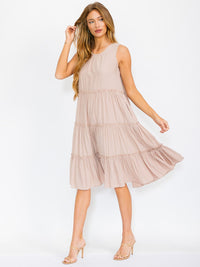 WOMEN'S SLEEVELESS TIERED TUNIC MIDI DRESS
