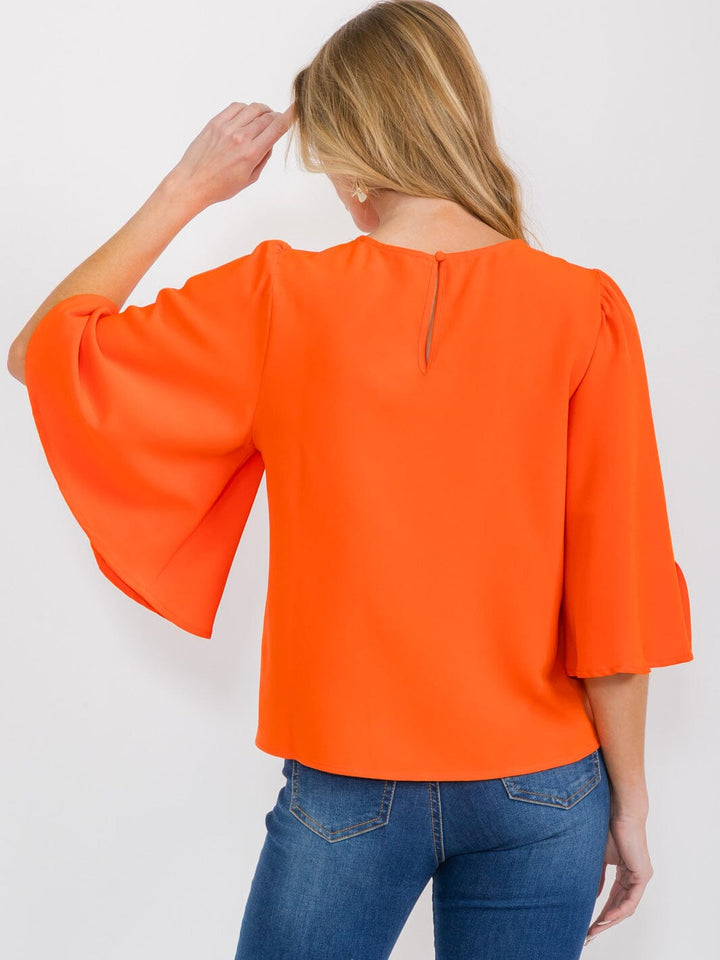 WOMEN'S SHORT SLEEVE SOLID BLOUSE