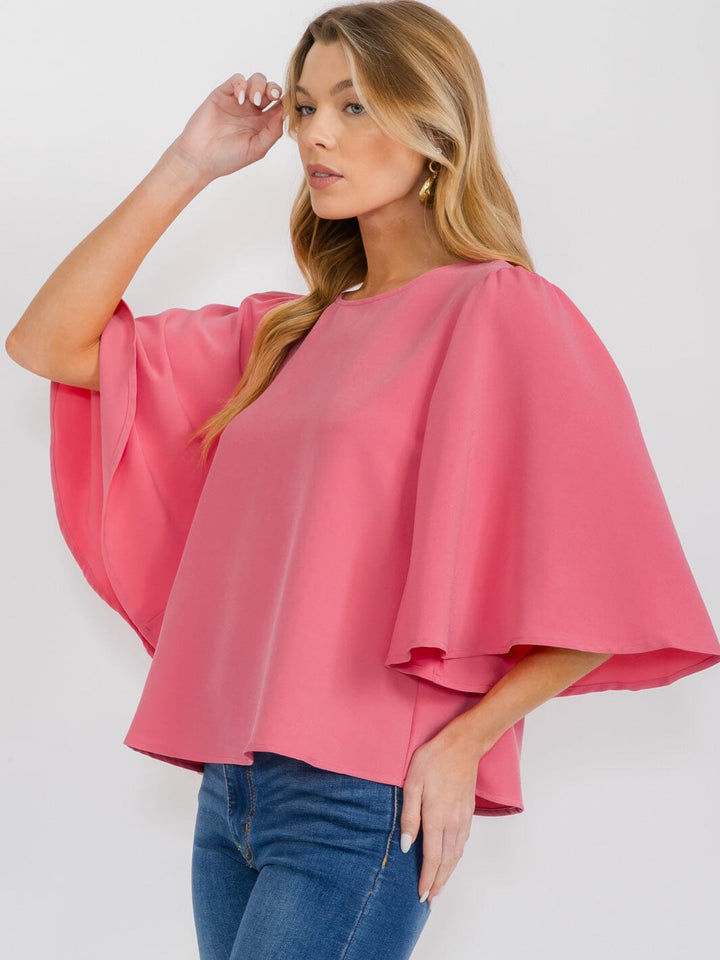 WOMEN'S SHORT SLEEVE SOLID BLOUSE