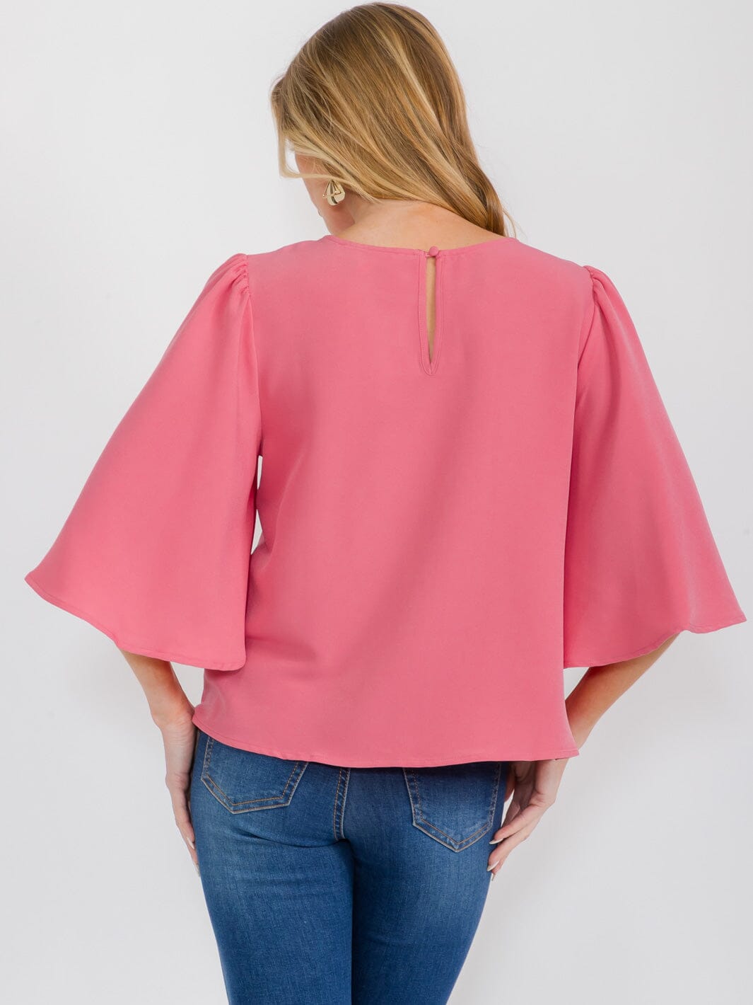 WOMEN'S SHORT SLEEVE SOLID BLOUSE