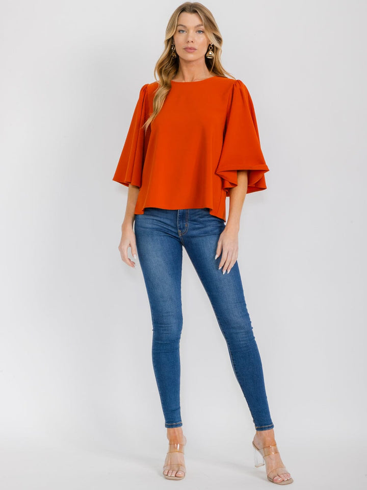 WOMEN'S SHORT SLEEVE SOLID BLOUSE