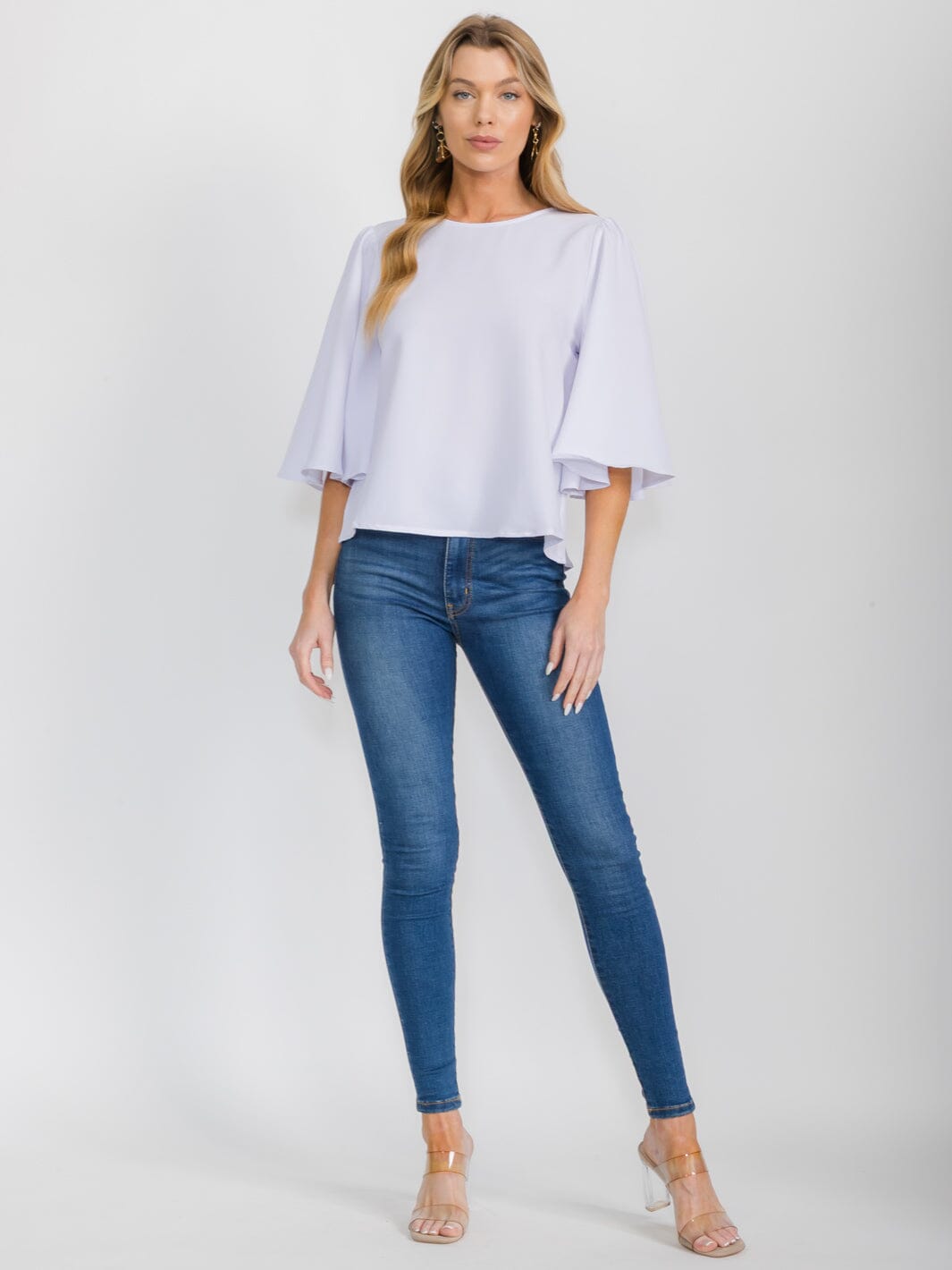 WOMEN'S SHORT SLEEVE SOLID BLOUSE