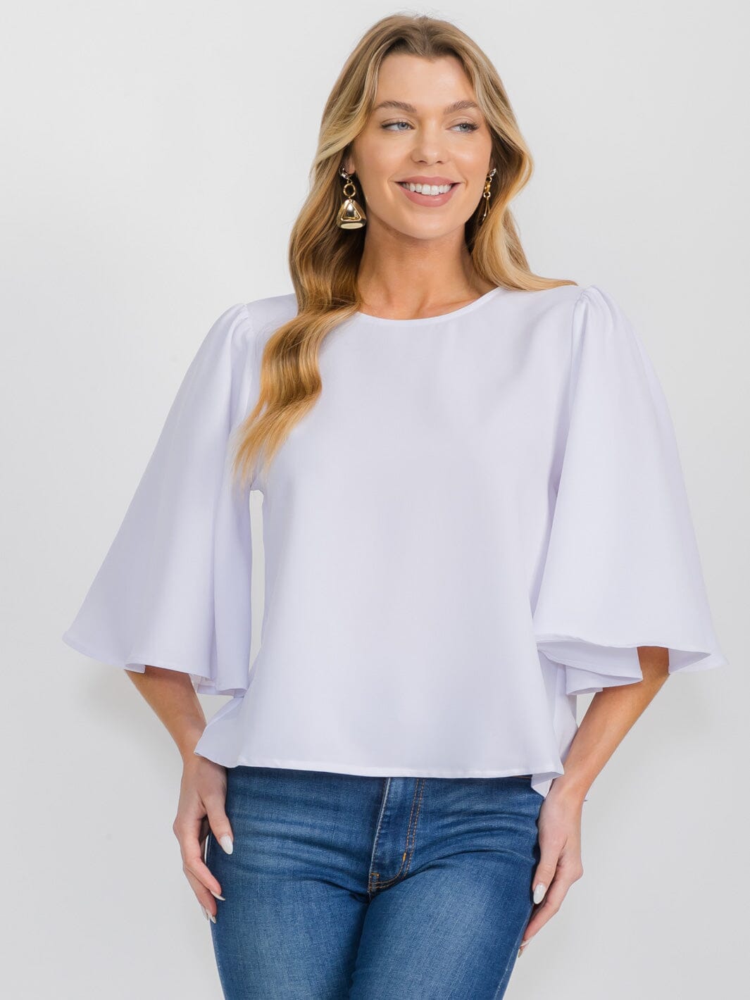 WOMEN'S SHORT SLEEVE SOLID BLOUSE