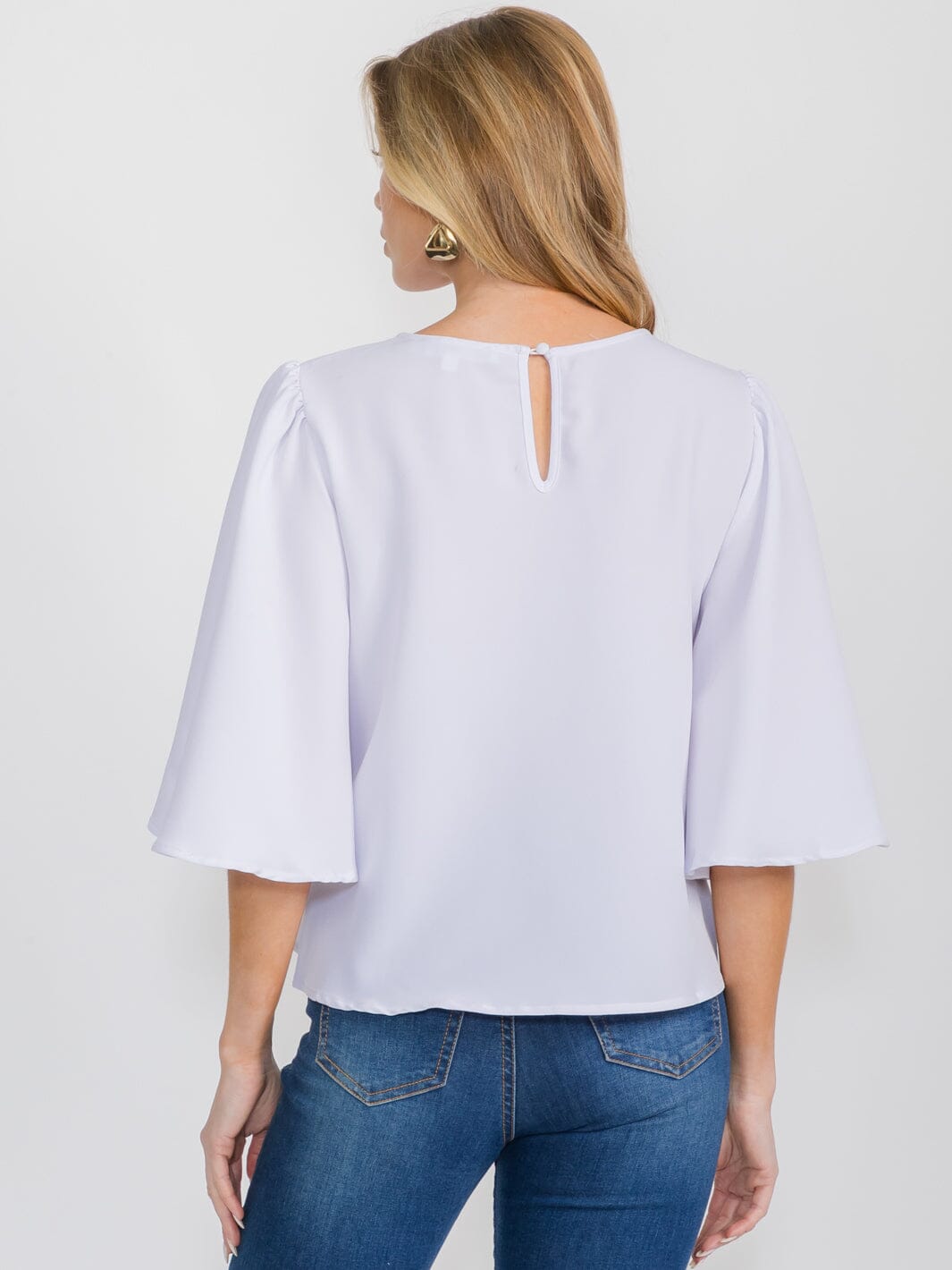 WOMEN'S SHORT SLEEVE SOLID BLOUSE