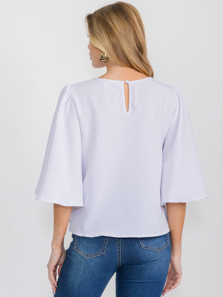 WOMEN'S SHORT SLEEVE SOLID BLOUSE