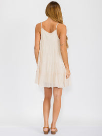 WOMEN'S SLEEVELESS ADJUSTABLE STRAPS TIERED TUNIC MINI DRESS