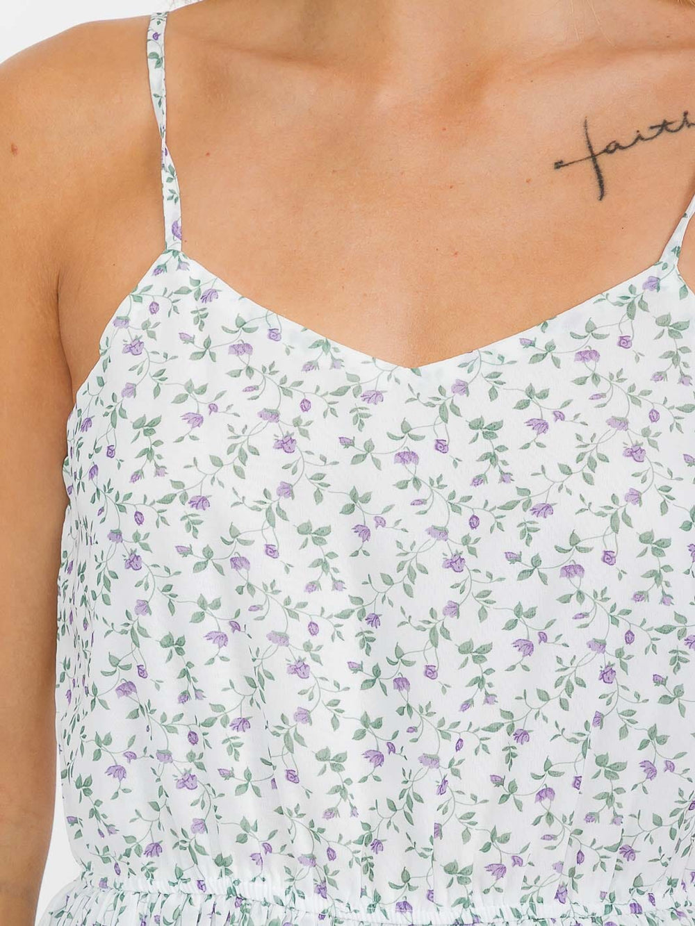 WOMEN'S SLEEVELESS ELASTIC WAIST FLORAL MIDI DRESS