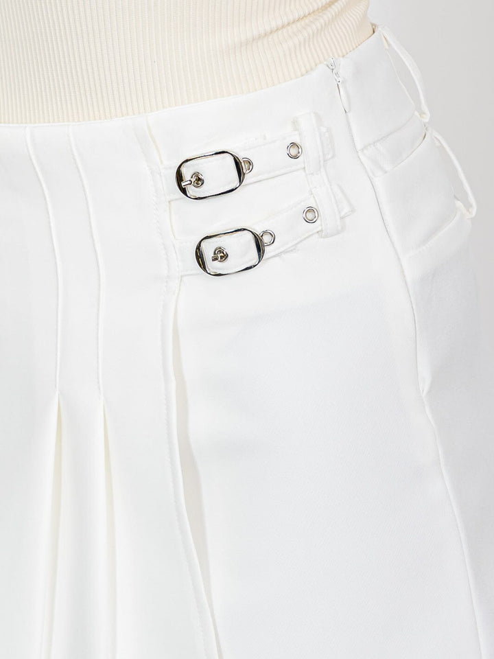 WOMEN'S ZIPPER CLOSURE PLEATED MINI SKORT