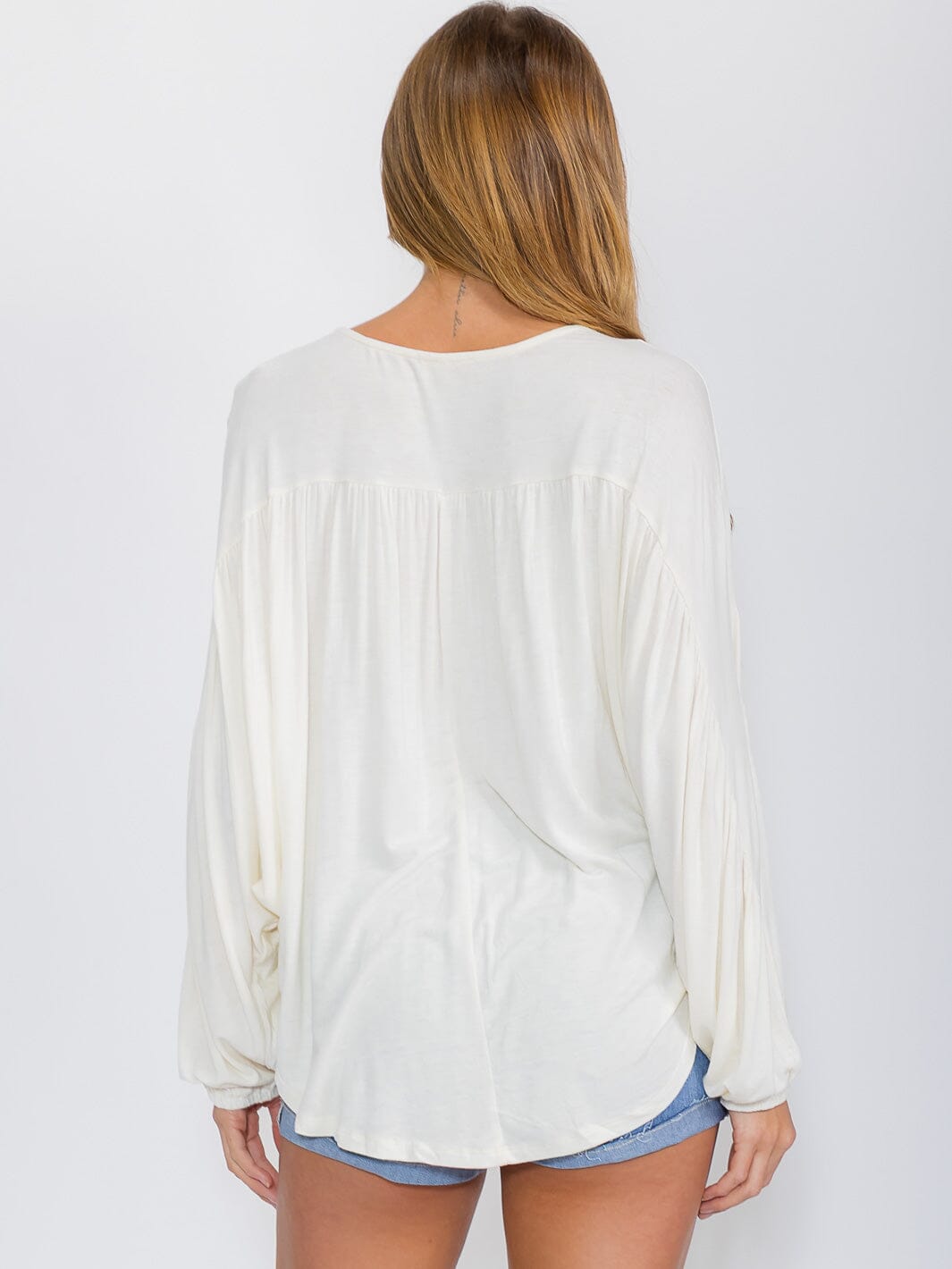 WOMEN'S LONG SLEEVE DETAILED TUNIC BLOUSE