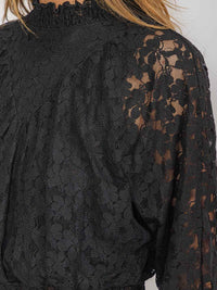 WOMEN'S LONG SLEEVE MOCK NECK LACE BLOUSE