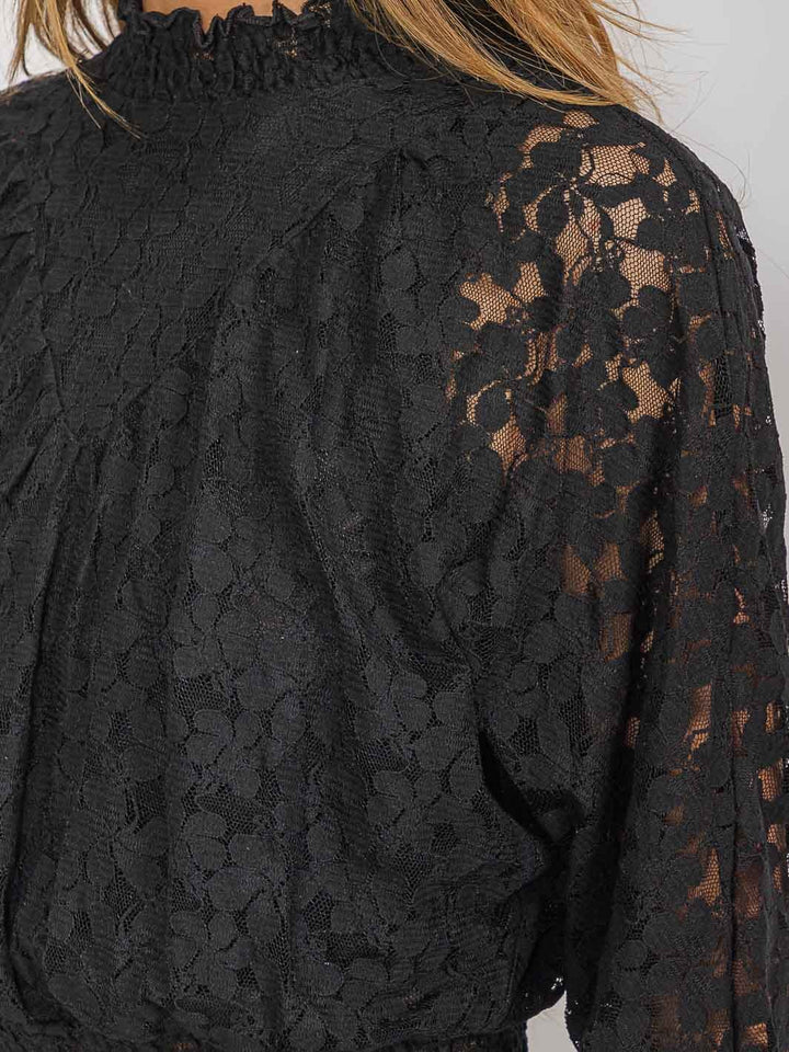 WOMEN'S LONG SLEEVE MOCK NECK LACE BLOUSE