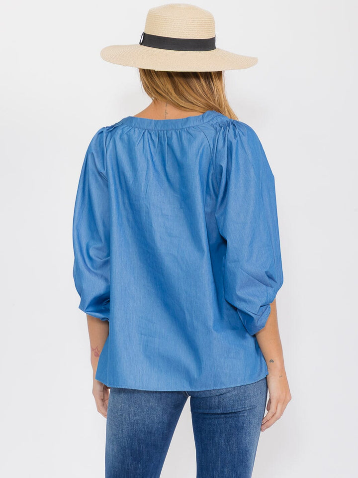 WOMEN'S 3/4 SLEEVE LOOSE FIT BLOUSE