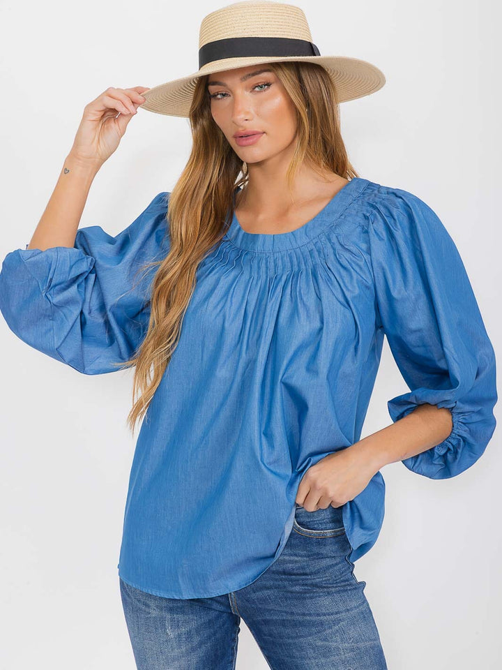 WOMEN'S 3/4 SLEEVE LOOSE FIT BLOUSE