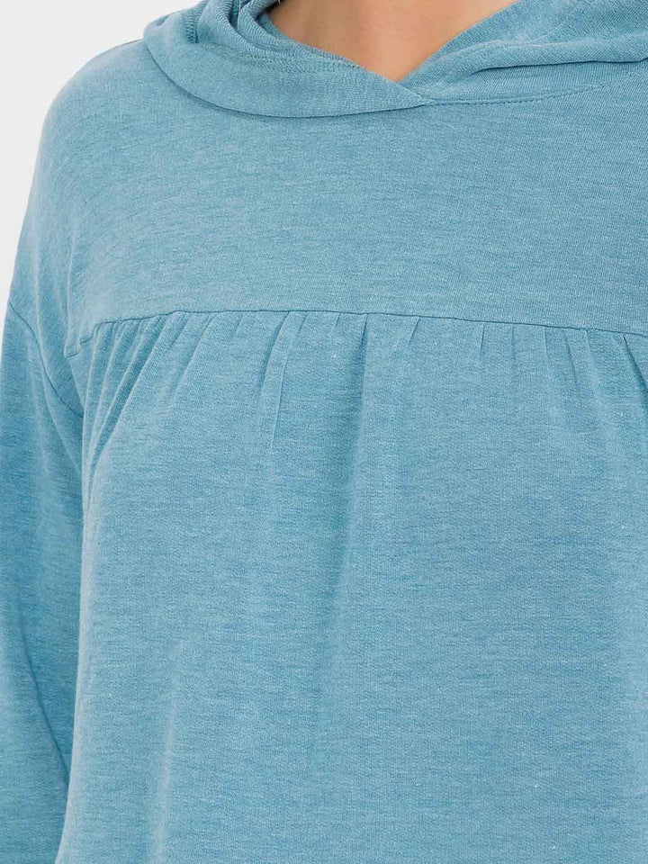 WOMEN'S LONG SLEEVE TIERED HOODED TOP