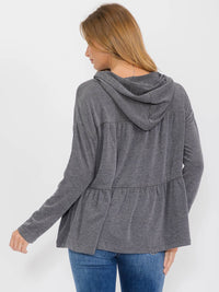 WOMEN'S LONG SLEEVE TIERED HOODED TOP
