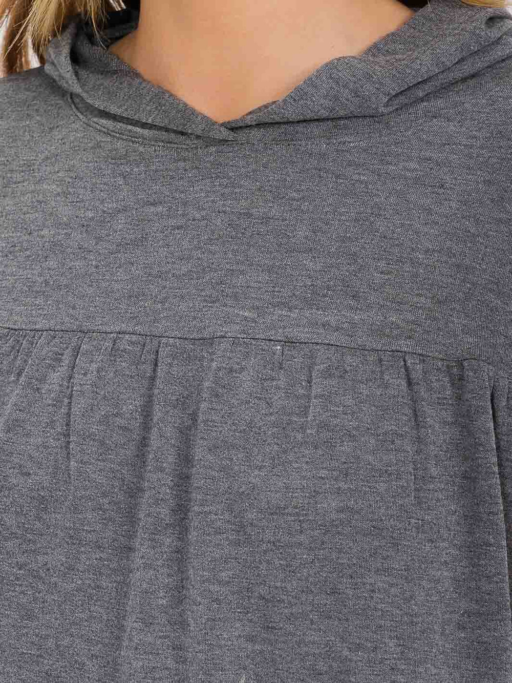 WOMEN'S LONG SLEEVE TIERED HOODED TOP