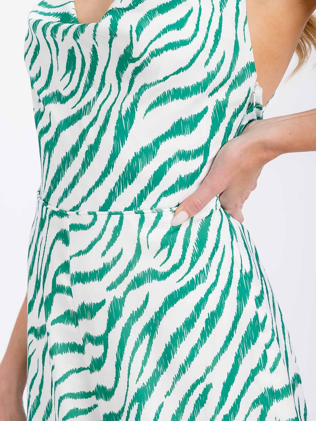 WOMEN'S SLEEVELESS COWL NECK OPEN BACK PRINTED WIDE LEG JUMPSUIT