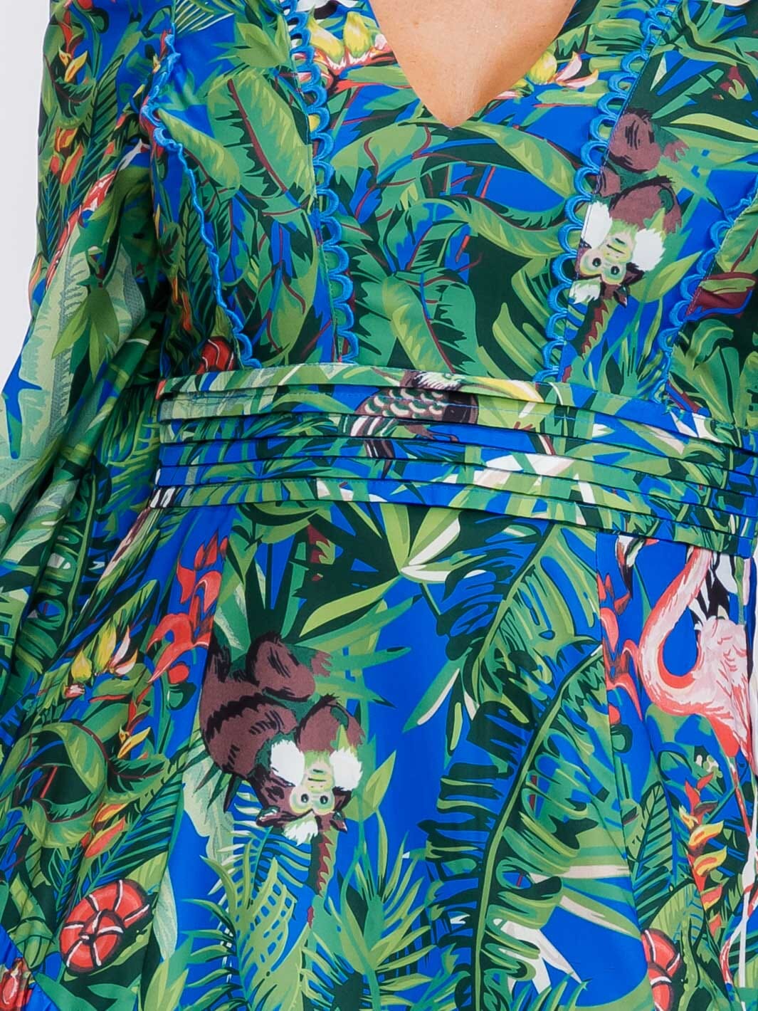 WOMEN'S LONG SLEEVE V-NECK FRONT SLIT FLORAL PRINT MAXI DRESS