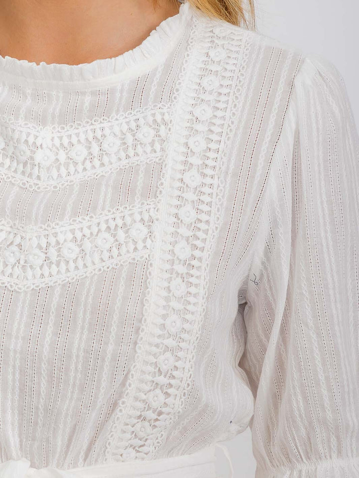 WOMEN'S SHORT SLEEVE SELF TIE DETAILED BLOUSE