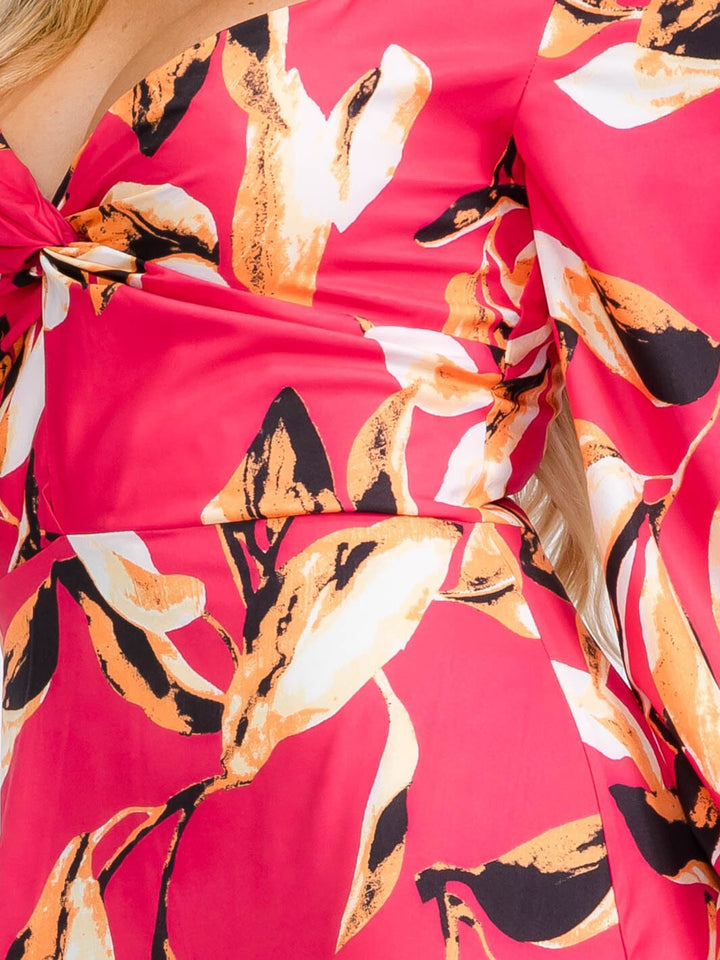 WOMEN'S LONG SLEEVE V-NECK TIERED FLORAL PRINT MAXI DRESS