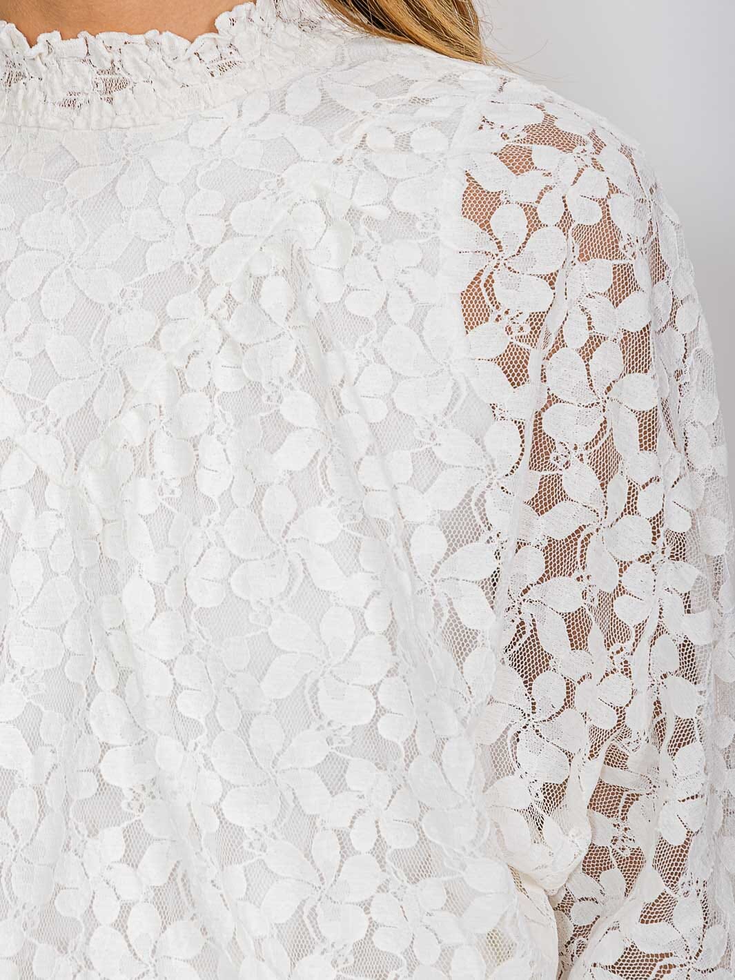 WOMEN'S LONG SLEEVE MOCK NECK LACE BLOUSE