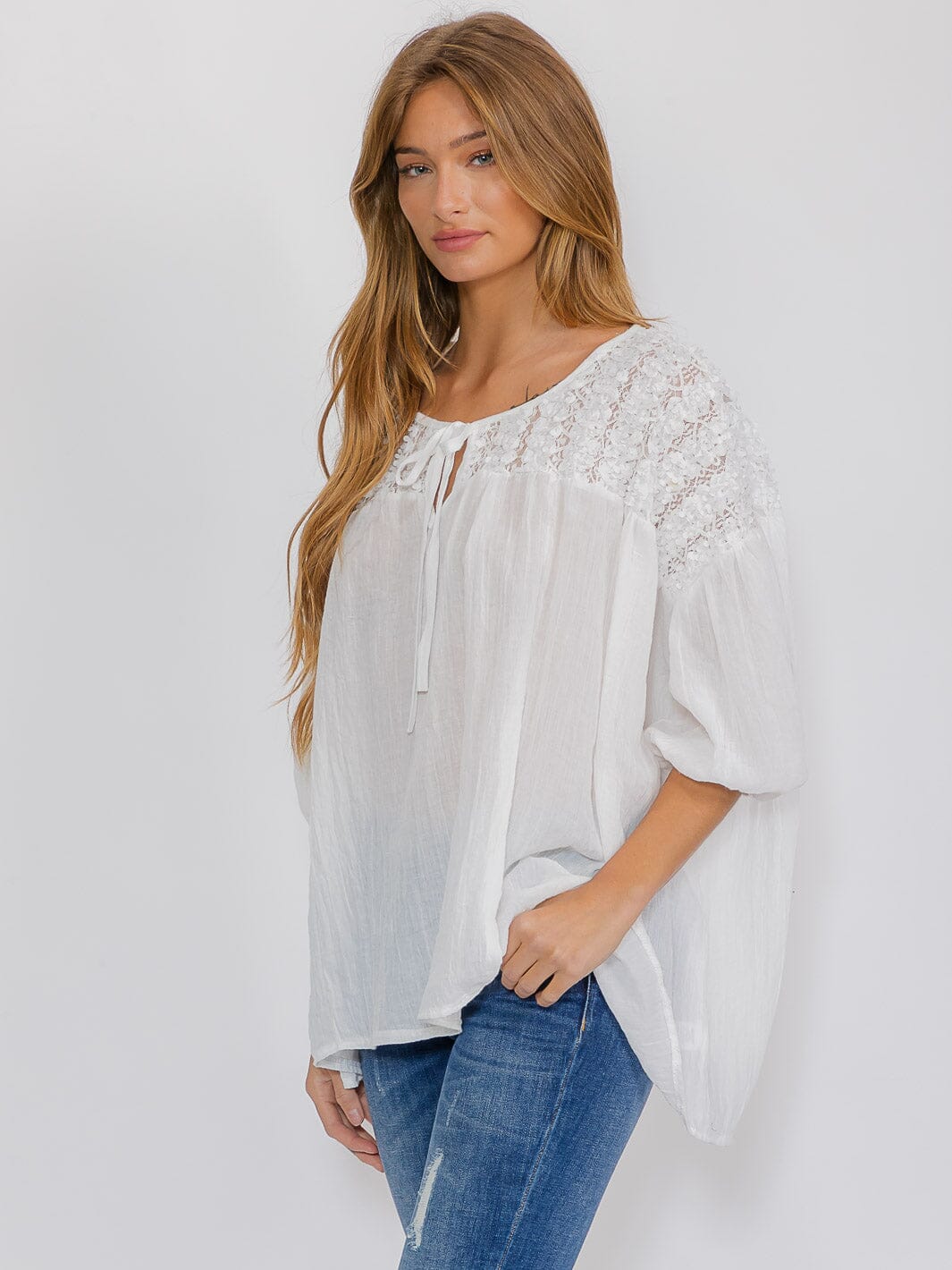 WOMEN'S SHORT SLEEVE HIGH-LOW TUNIC BLOUSE