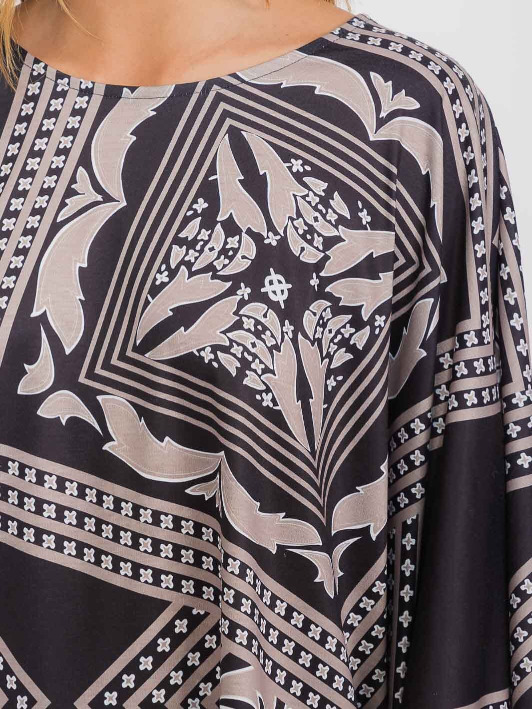 WOMEN'S LONG SLEEVE MULTI PRINT TUNIC BLOUSE