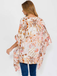 WOMEN'S SHORT SLEEVE TUNIC MULTI PRINT BLOUSE