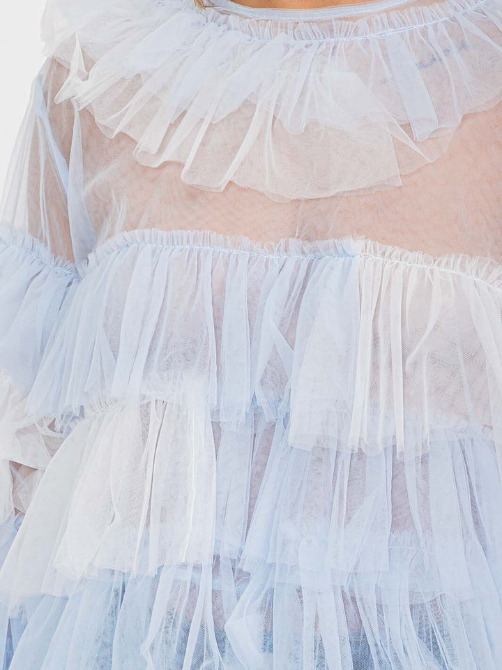 WOMEN'S LONG SLEEVE TIERED RUFFLE TOP