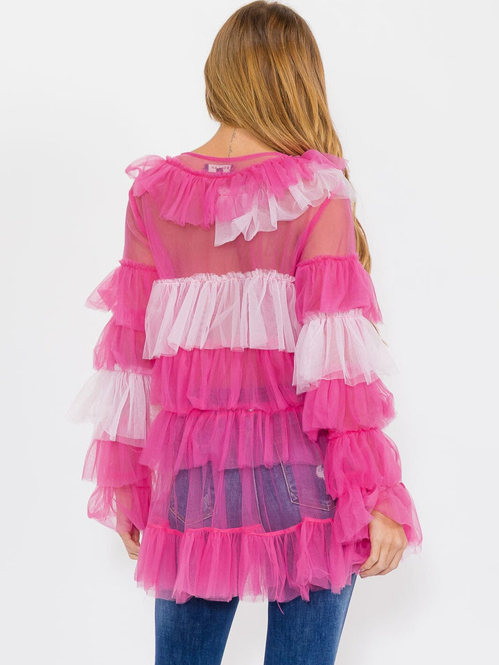 WOMEN'S LONG SLEEVE TIERED RUFFLE TOP