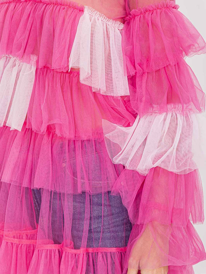 WOMEN'S LONG SLEEVE TIERED RUFFLE TOP