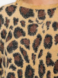 WOMEN'S LONG SLEEVE ANIMAL PRINT PULLOVER SWEATER
