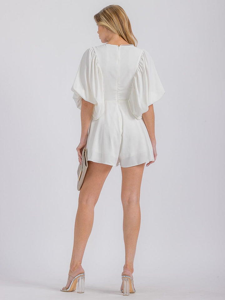 WOMEN'S SHORT SLEEVE V-NECK BUTTON UP ROMPER