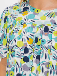 WOMEN'S SHORT SLEEVES TUNIC FLORAL MIDI DRESS