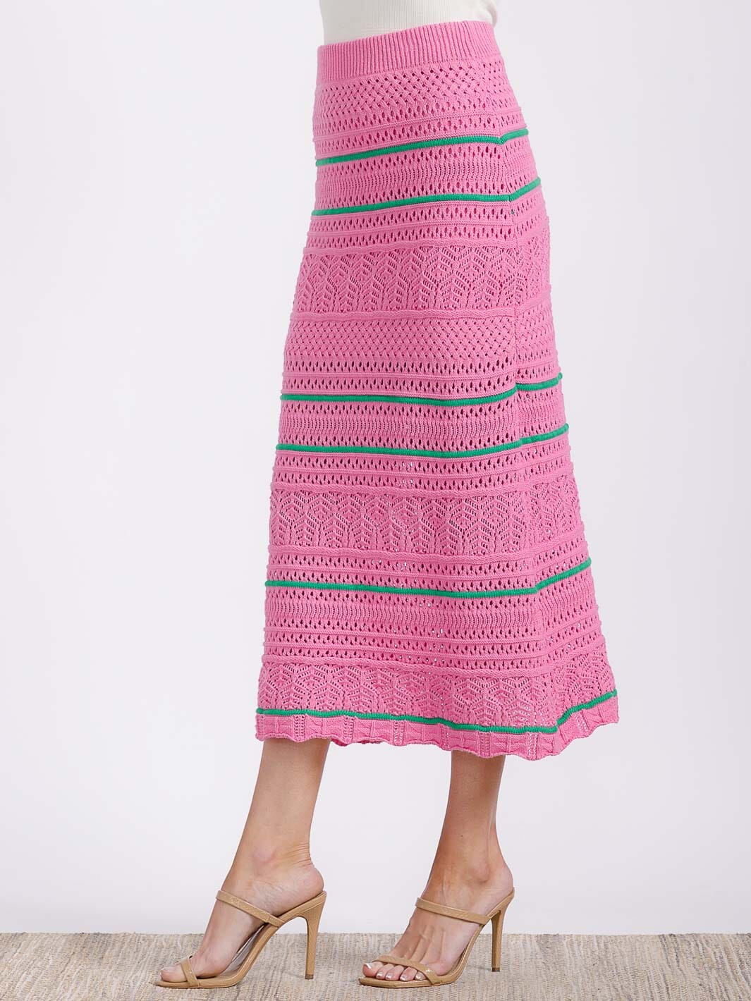 WOMEN'S ELASTIC WAIST KNITTED PENCIL MAXI SKIRT
