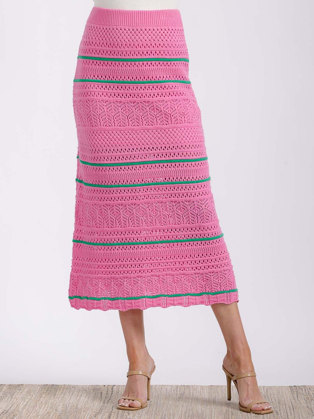 WOMEN'S ELASTIC WAIST KNITTED PENCIL MAXI SKIRT