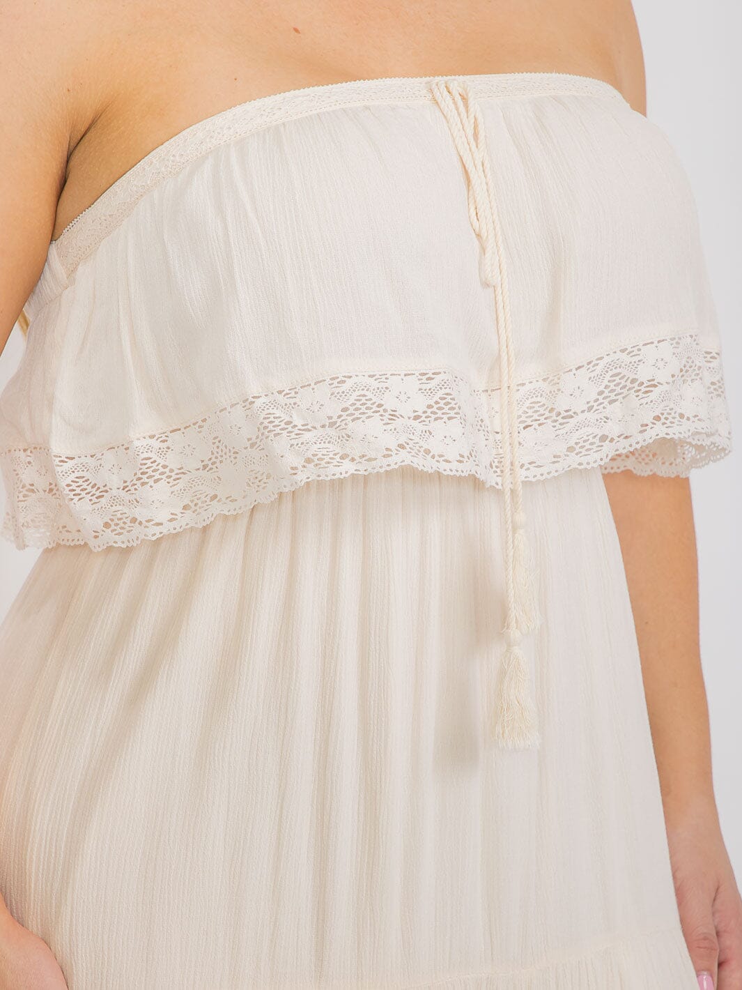 PLUS SIZE SLEEVELESS RUFFLE TRIM DETAILED ELASTIC WAIST MAXI DRESS