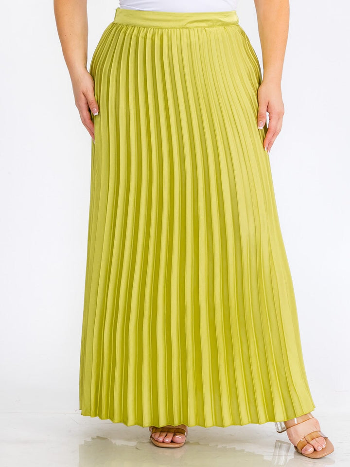 PLUS SIZE ZIPPER CLOSURE PLEATED MAXI SKIRT