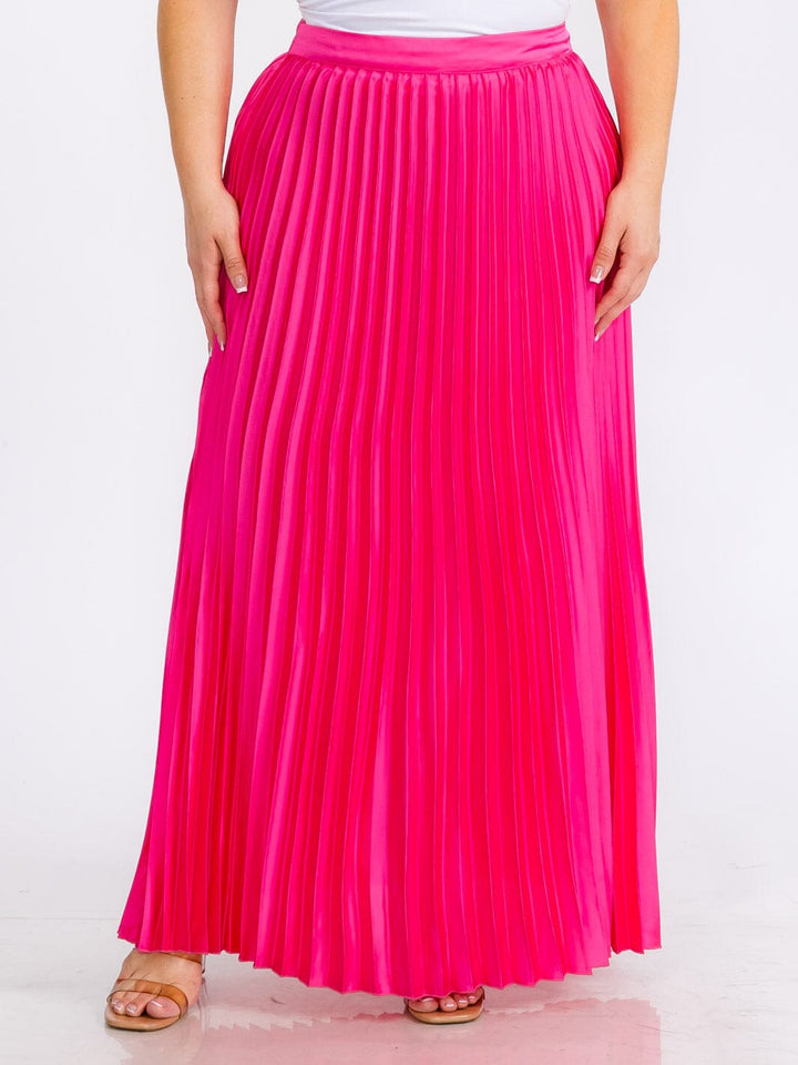 PLUS SIZE ZIPPER CLOSURE PLEATED MAXI SKIRT