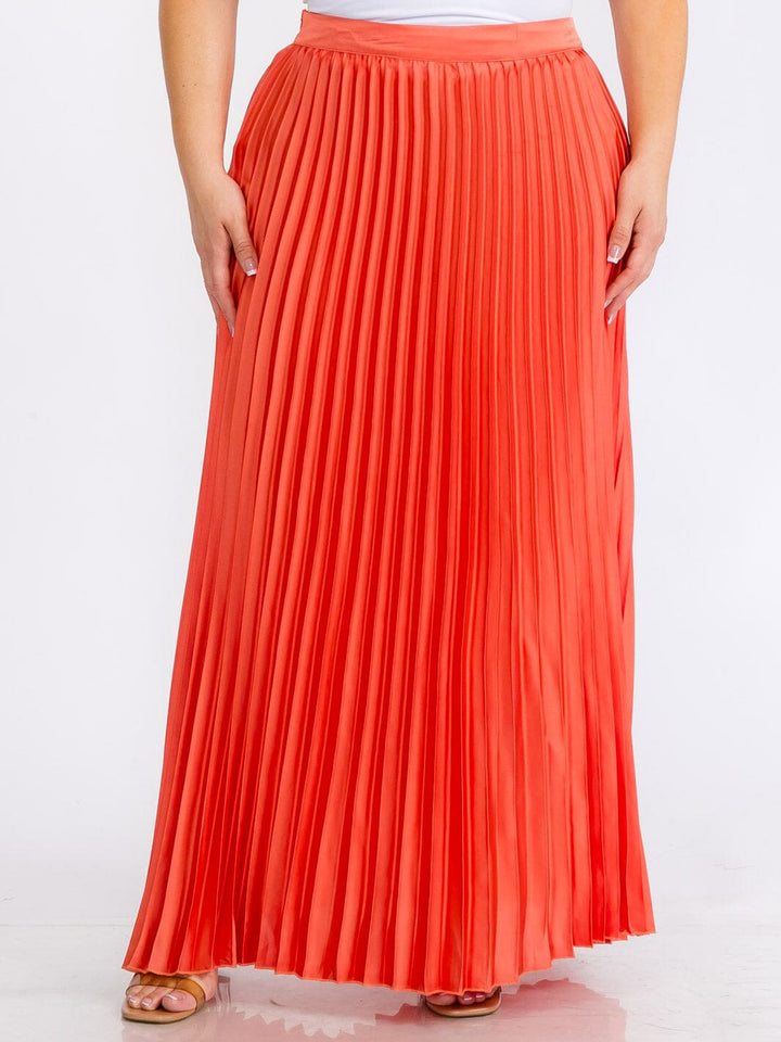 PLUS SIZE ZIPPER CLOSURE PLEATED MAXI SKIRT