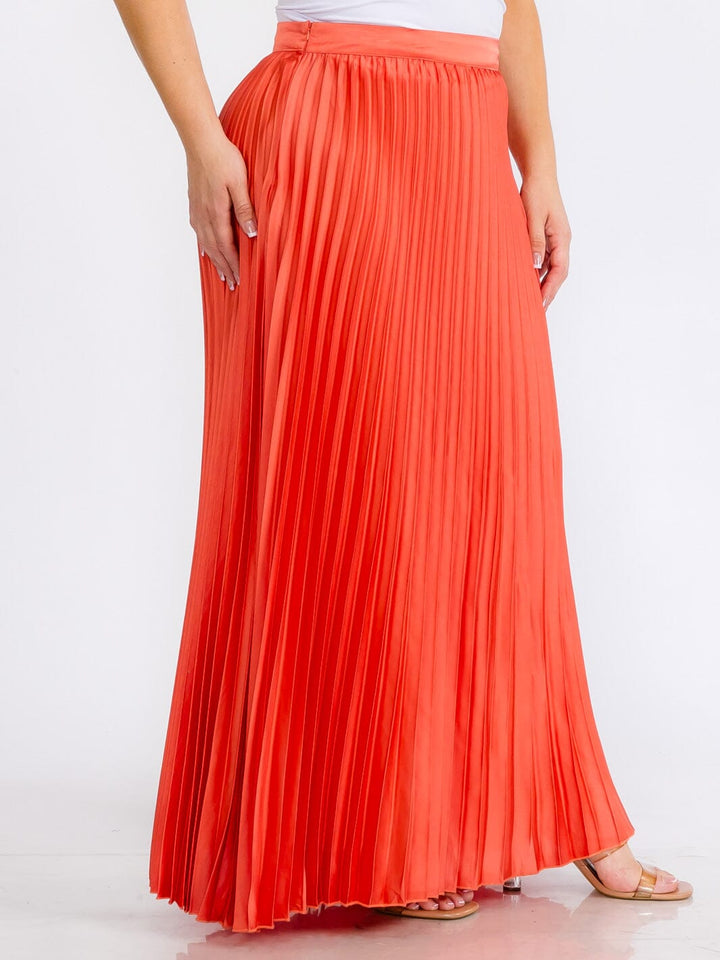 PLUS SIZE ZIPPER CLOSURE PLEATED MAXI SKIRT