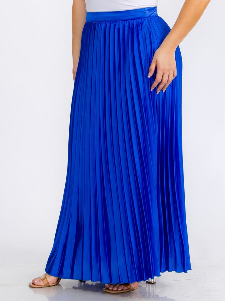 PLUS SIZE ZIPPER CLOSURE PLEATED MAXI SKIRT