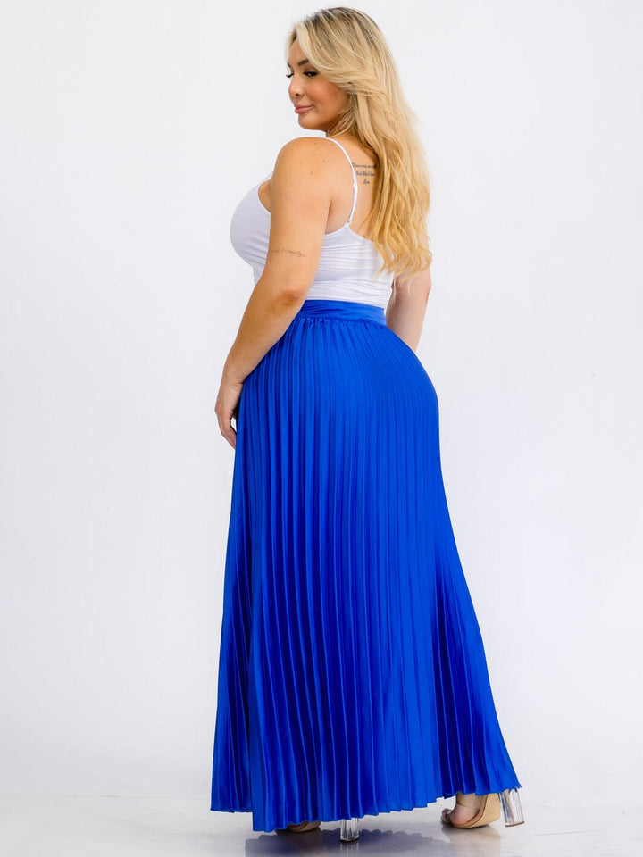 PLUS SIZE ZIPPER CLOSURE PLEATED MAXI SKIRT