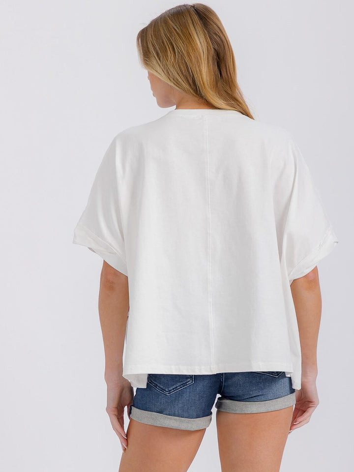 WOMEN'S SHORT SLEEVE PATRIOTIC PRINT SHIRT