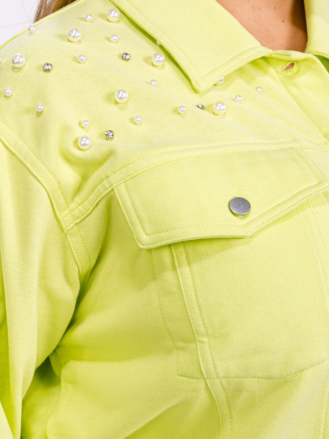 PLUS SIZE LONG SLEEVE BUTTON UP POCKETS STUDS DETAILED TOP