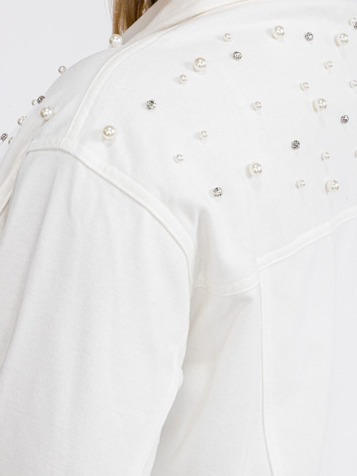PLUS SIZE LONG SLEEVE BUTTON UP POCKETS STUDS DETAILED TOP