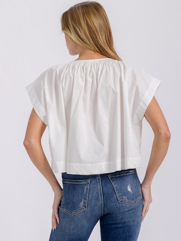 WOMEN'S SHORT SLEEVE V-NECK LOOSE FIT TOP